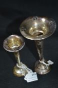 Small Silver Specimen Vase - Birmingham 1916, and One Other Silver Plate Specimin Vase