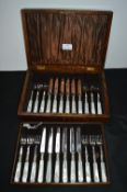 Twenty Four Piece Silver Cutlery Set in Wooden Case - Richard Morton 1927