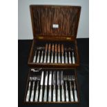 Twenty Four Piece Silver Cutlery Set in Wooden Case - Richard Morton 1927