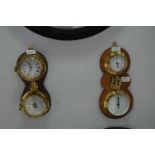 Two Wall Mounted Clock Barometers