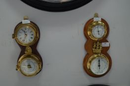 Two Wall Mounted Clock Barometers
