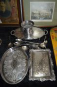 Three Silver Plated Trays, Wine Cooler and a Colle