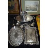 Three Silver Plated Trays, Wine Cooler and a Colle