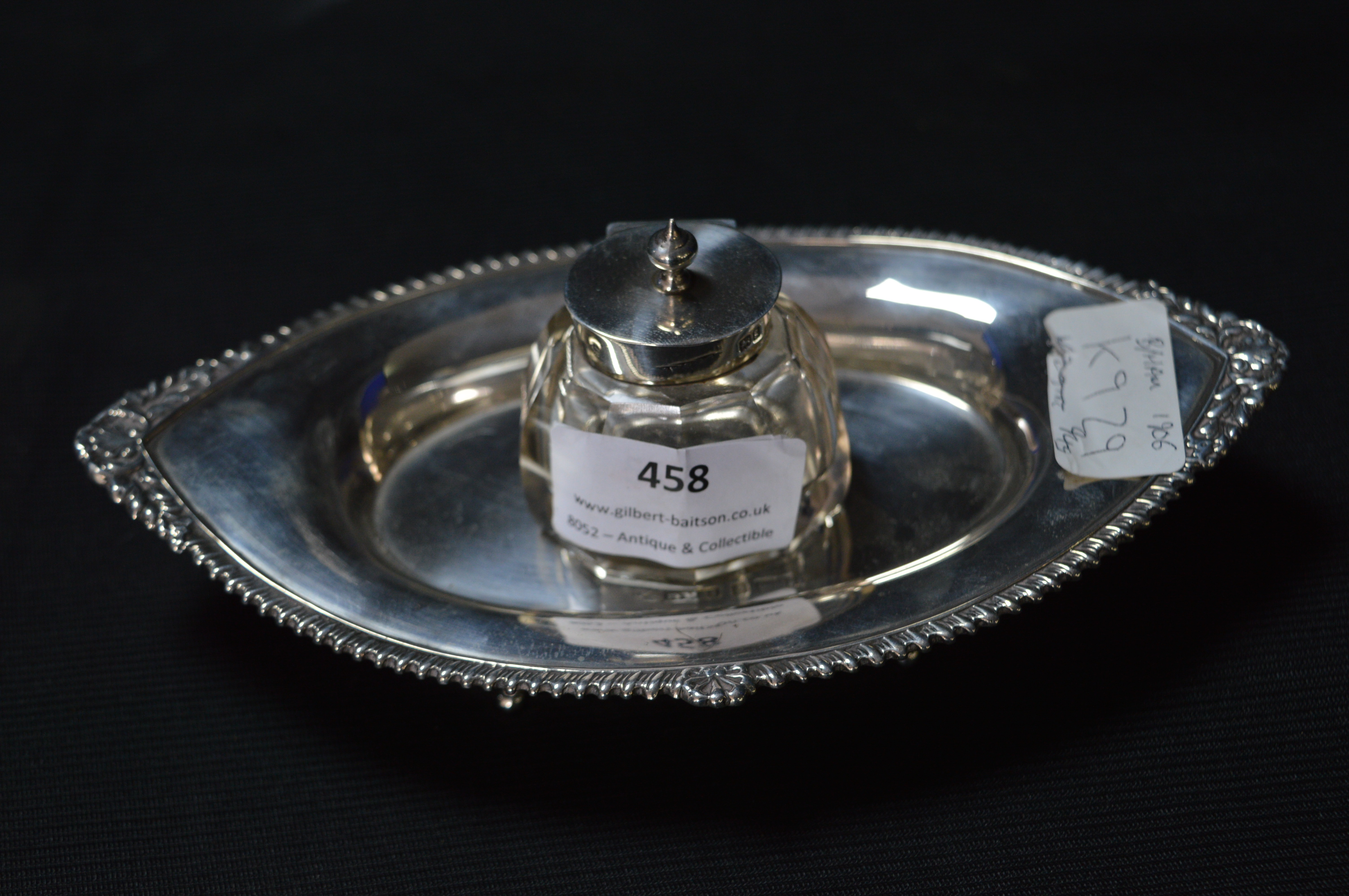 Silver Ink Stand - Birmingham 1906, approx 94g