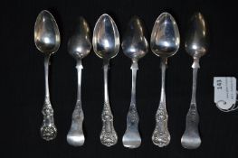 Six Silver Teaspoons - total Weight 130g