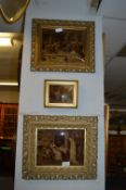 Three Victorian Gilt Framed Chrystoleums Depicting