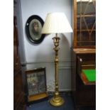 Ornate Gilded Lamp Stand and Shade