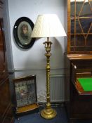 Ornate Gilded Lamp Stand and Shade