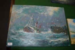 Oil Painting by Jack Rigg - Trawler at Sea