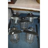 *Five Vintage Enameled Light Fitting