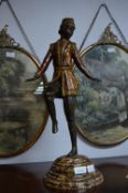 Painted Bronze Effect Metal Figurine - Girl Dancing