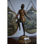 Painted Bronze Effect Metal Figurine - Girl Dancing