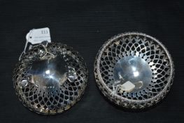 Pair of Filigree Silver Bonbon Dishes - Birmingham 1912, approx 130g total