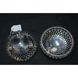 Pair of Filigree Silver Bonbon Dishes - Birmingham 1912, approx 130g total