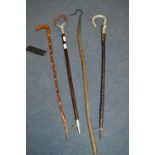 Assortment of Walking Sticks, Shooting Stick and a