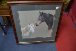 Pastel Sketch of Two Ponies by Susan Mord 2000