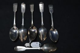Six Hallmarked and Dated Silver Spoons - London 1875, approx 250g gross