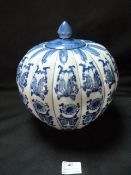 Blue & White Porcelain Jar and Cover in the Shape