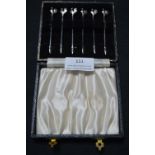 Cased Set of Six Silver Cocktail Sticks