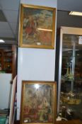 Pair of Gilt Framed Woolwork Tapestry - Biblical S