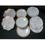 Ten Porcelain Plates Some with Gilt Banding and Fl