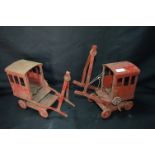 Two Vintage Metal Toy Cranes
