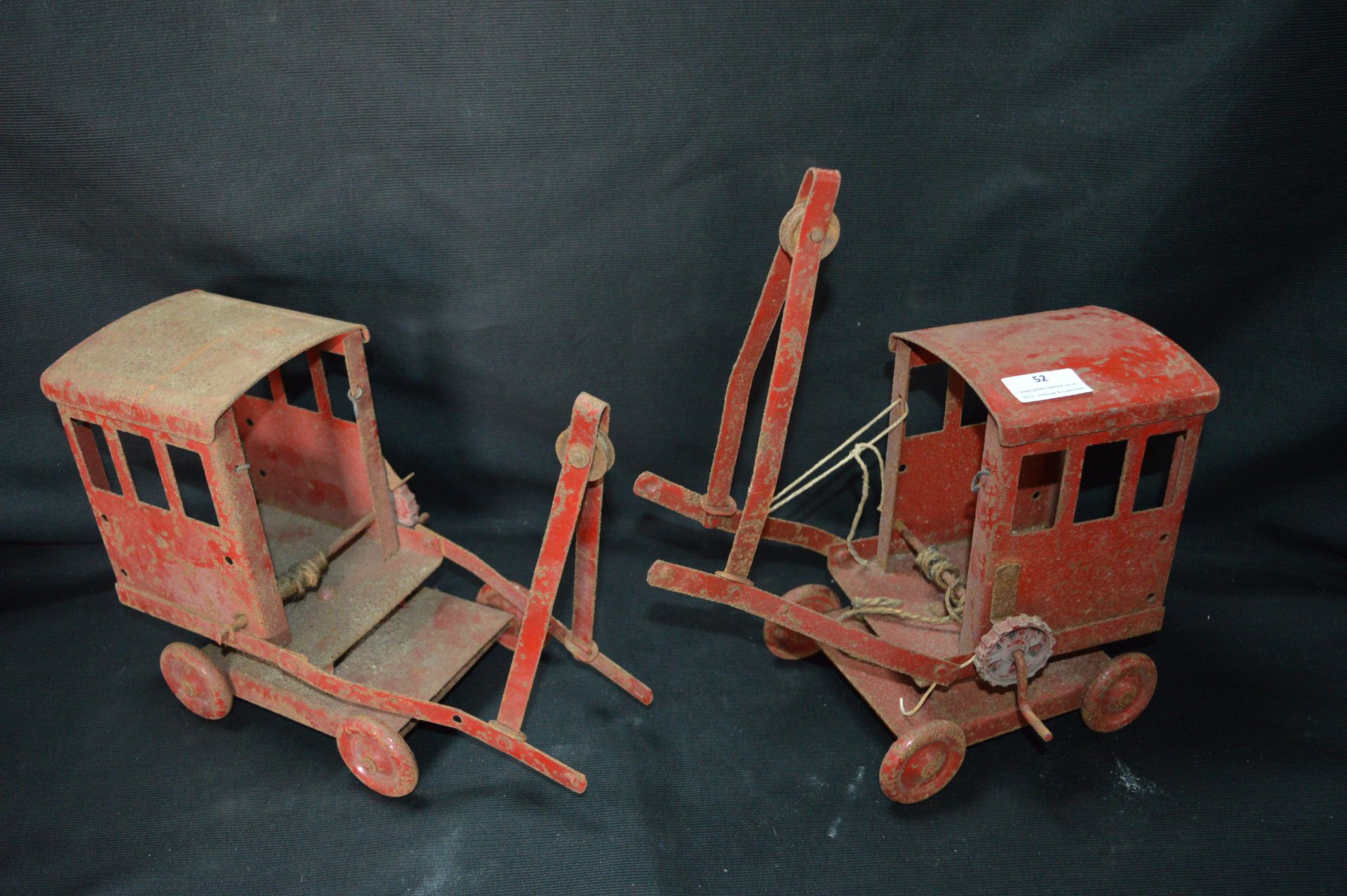 Two Vintage Metal Toy Cranes