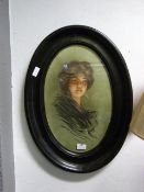 Framed Pastel Sketch of a Young Lady