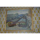 Oil on Canvas - River Hull Shipping Scene