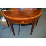 Georgian Mahogany Half Moon Table with Shelf Carto