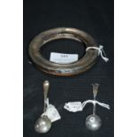 Quantity of Scrap Silver, Two Mustard Spoons and a Distressed Silver Mirror Frame