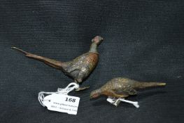 Pair of Austrian Painted Bronze Pheasants