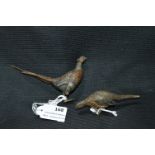 Pair of Austrian Painted Bronze Pheasants