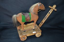Victorian Skin Covered Loppylugs Toy Pull Along Horse