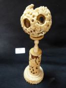 Worked Ivory Ball on Pedestal