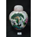 Chinese Ginger Jar Featuring Herons, Peonies, etc.