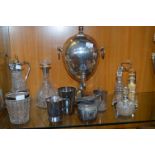 Collection of Silver Plate Including Samovar, Mugs