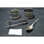 Collection of Small Silver Items Including Napkin Rings, etc.