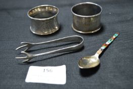 Collection of Small Silver Items Including Napkin Rings, etc.