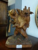 Black Forest Carving Depicting a Bear with a Baske