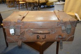 Large Vintage Leather Suitcase