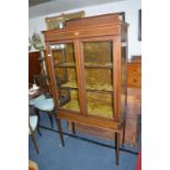 Inlaid Mahogany Velvet Lined Display Cabinet