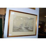 Gilt Framed Seascape - Ship in a Storm