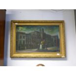 Gilt Framed Oil Painting on Board by James Neal - King Billy Statue Lowgate, Hull