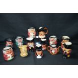 Thirteen Assorted Small Toby Jugs and Character Ju