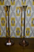 Pair of Brass and Copper Candlesticks
