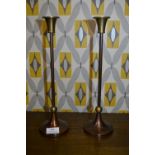 Pair of Brass and Copper Candlesticks