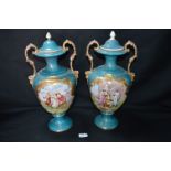 Pair of Ornate Classical Urns with Gilt Decoration