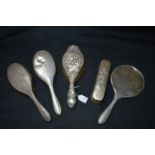 Five Assorted Hallmarked Silver Items; Hairbrushes, Mirror etc.