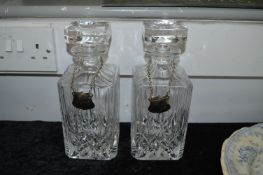 Two Decanters with Tags (One Port and One Whiskey)